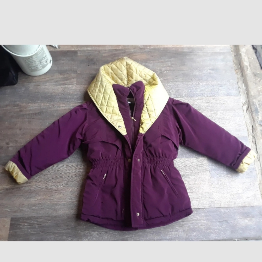 Y2K Expressions Junior Girl 14/16 gold purple Double Layer Snow Coat b5.